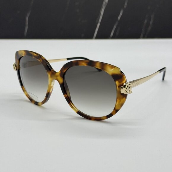 NEW CARTIER CT0064S 002 WOMEN HAVANA GOLD ROUND SUNGLASSES CARTIER CT0064S main image 7